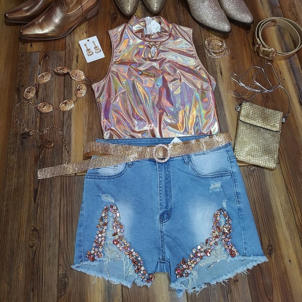 Women's Premium Bejeweled Denim Shorts